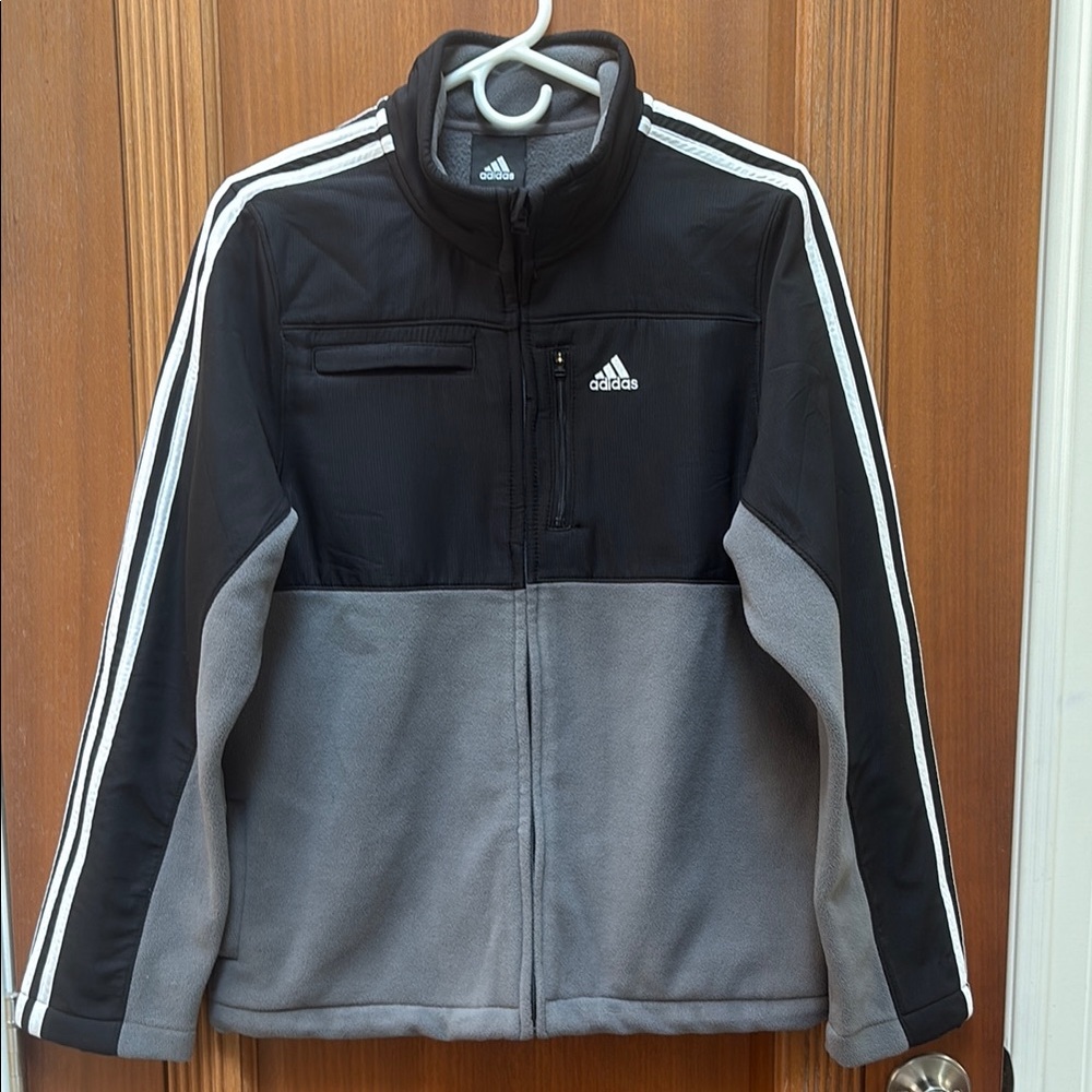Adidas Black and Gray Performance Jacket with Stand-Up Collar. size L 14/16